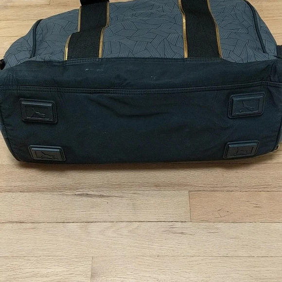 PUMA Duffle Bag Black and Grey with Gold Hardware Gym Workout - Picture 5 of 14